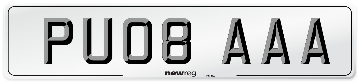 PU08 AAA Number Plate from New Reg